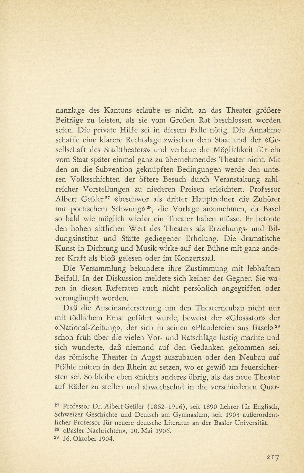 Aus der Baugeschichte des jetzigen Basler Stadttheaters. (Im Hinblick auf den im Entstehen begriffenen Neubau) – Seite 30