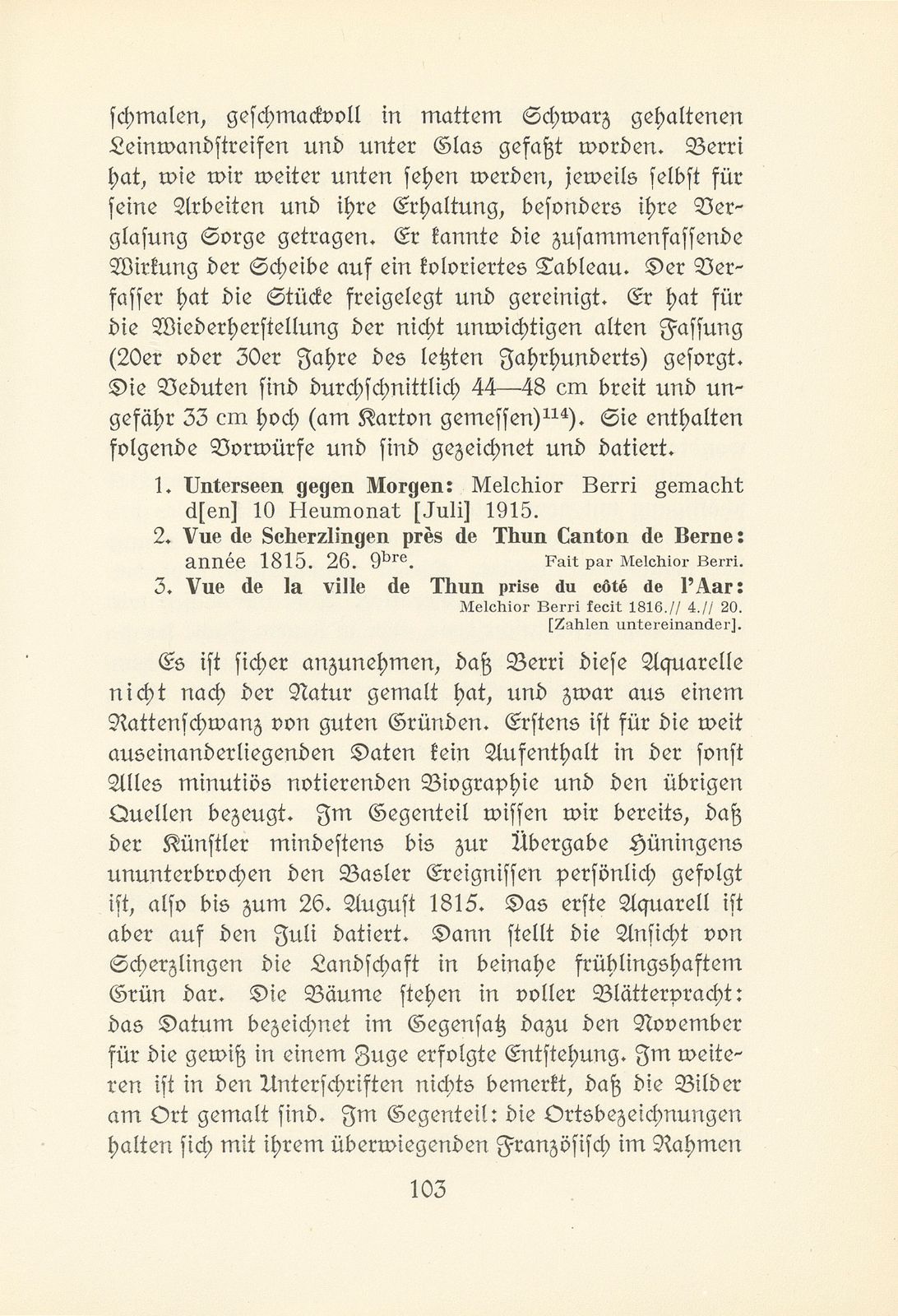 Melchior Berri. (Ein Beitrag zur Kultur des Spätklassizismus in Basel.) – Seite 45