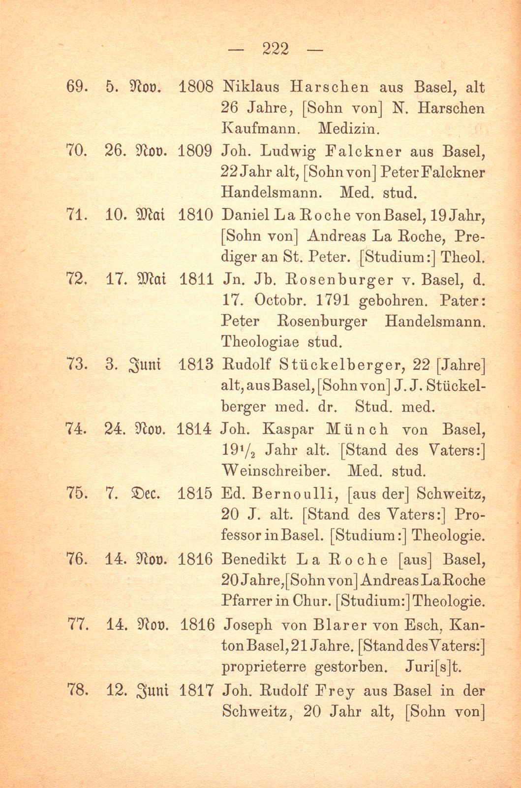 Die in Tübingen immatrikulierten Basler von Gründung der Universität 1477 bis zum Jahre 1832 – Seite 7