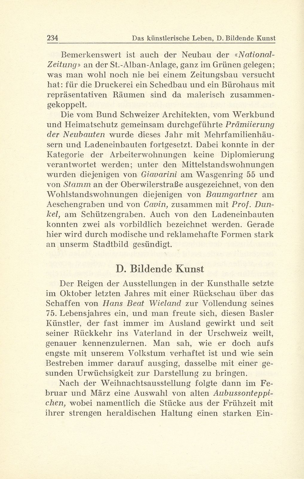 Das künstlerische Leben in Basel vom 1. Oktober 1942 bis 30. September 1943 – Seite 1