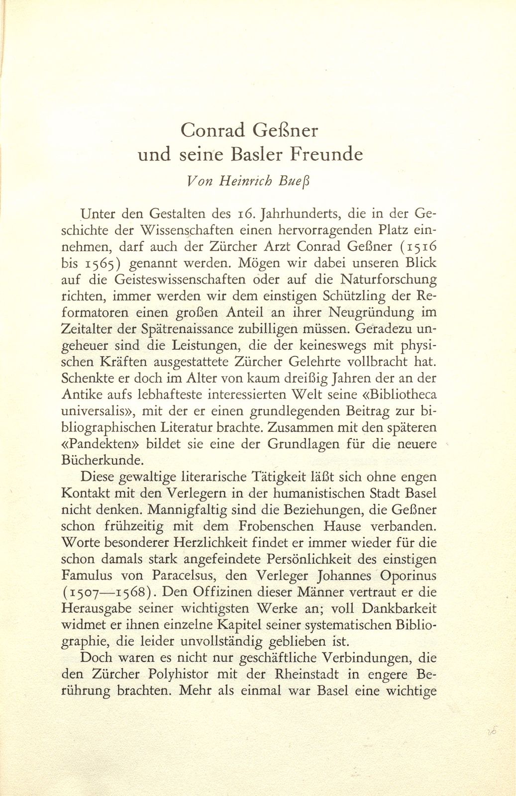 Conrad Gessner und seine Basler Freunde – Seite 1