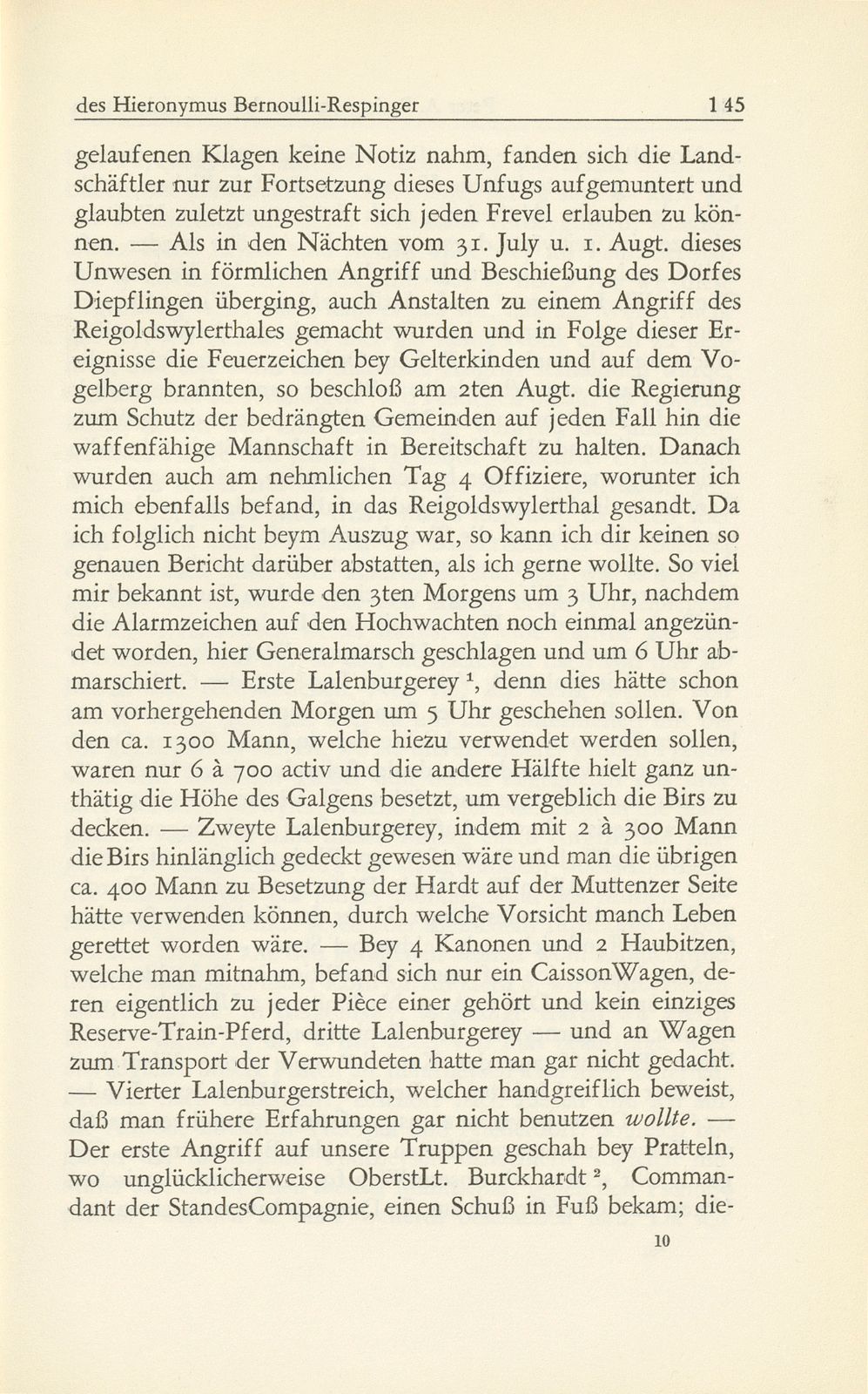 Aus den Aufzeichnungen des Hieronymus Bernoulli-Respinger – Seite 9