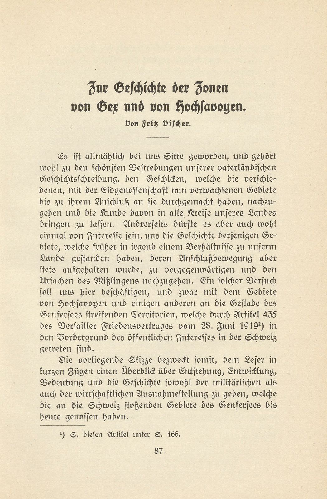 Zur Geschichte der Zonen von Gex und von Hochsavoyen – Seite 1