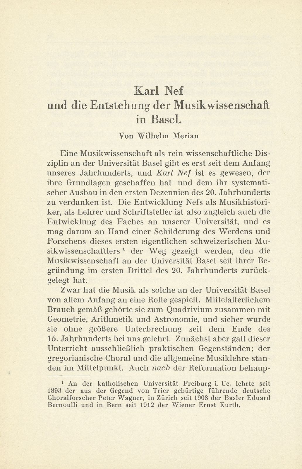 Karl Nef und die Entstehung der Musikwissenschaft in Basel – Seite 1