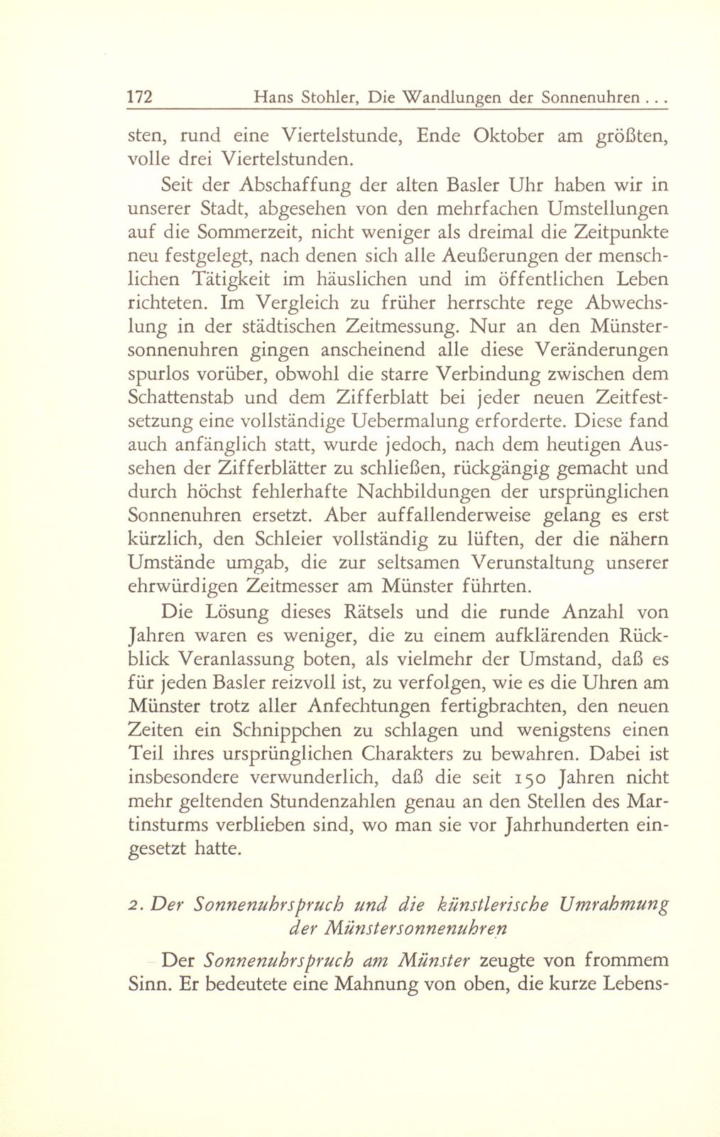 Die Wandlungen der Sonnenuhren am Basler Münster und die Basler Zeitmessung seit 1798 – Seite 2