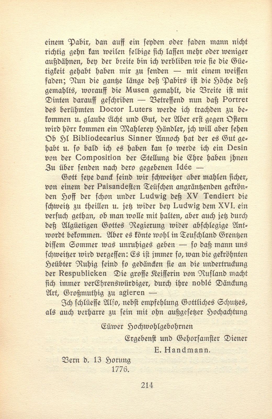 C.F. von Staal und Emanuel Handmann. (Nebst acht Briefen des Künstlers.) – Seite 20