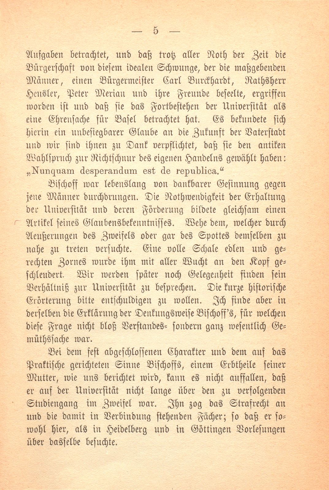 Erinnerungen an Carl Felix Burckhardt und Gottlieb Bischoff, Bürgermeister und Staatsschreiber zu Basel – Seite 5