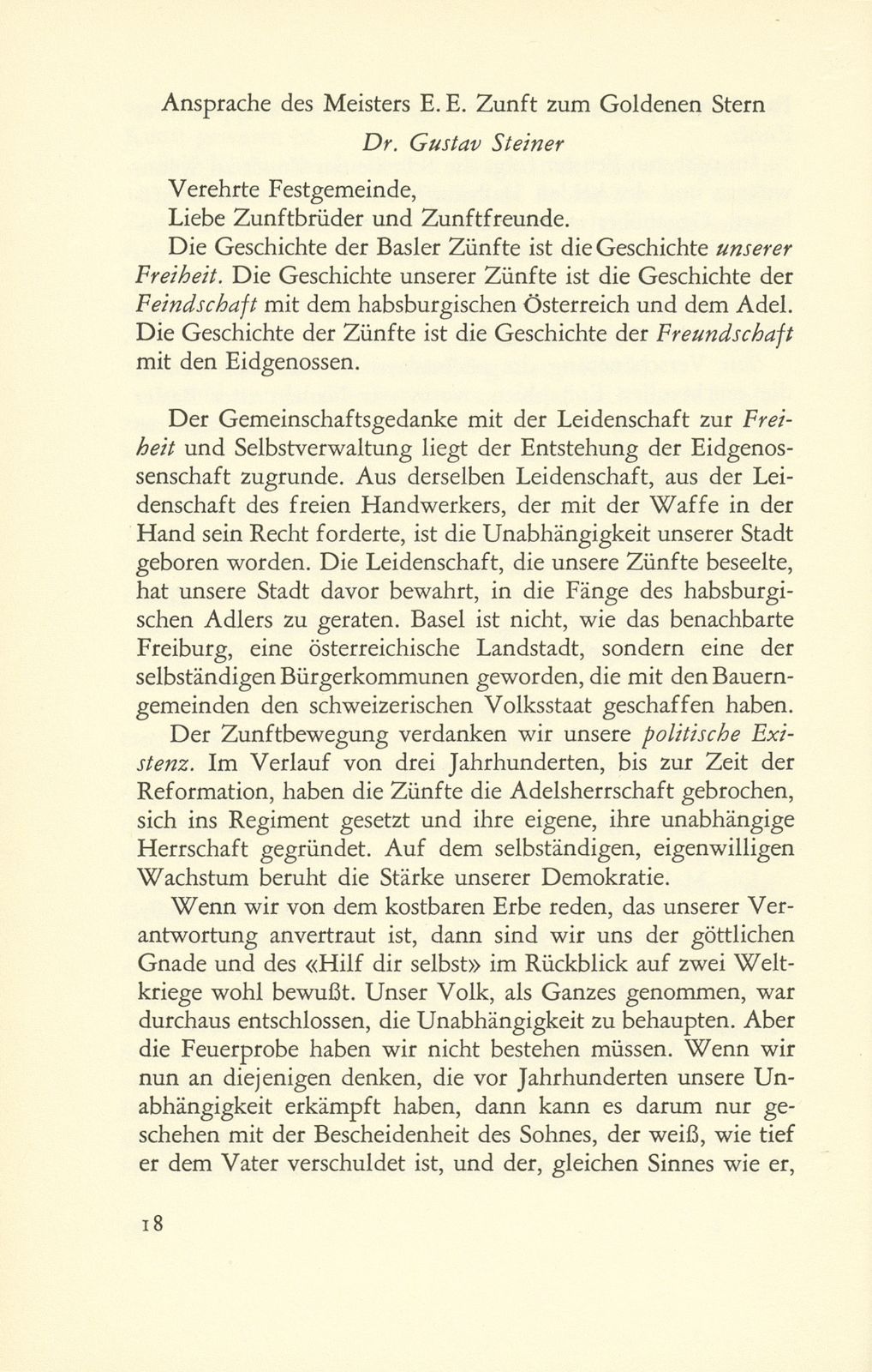 Siebenhundertjahrfeier der beiden Zünfte zum Goldenen Stern und zum Himmel – Seite 1