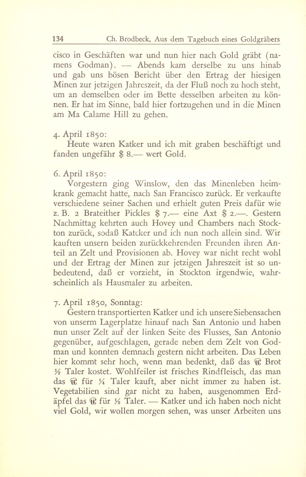 Aus dem Tagebuch eines Goldgräbers in Kalifornien [J. Chr. Brodbeck] – Seite 13