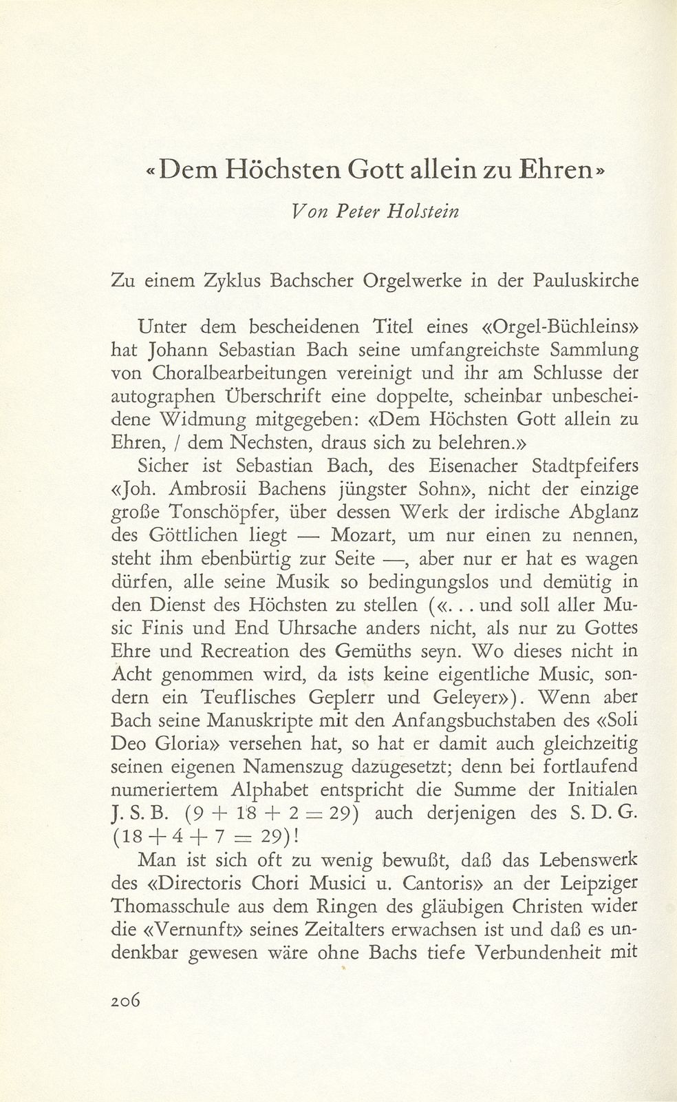 ‹Dem höchsten Gott allein zu Ehren› – Seite 1