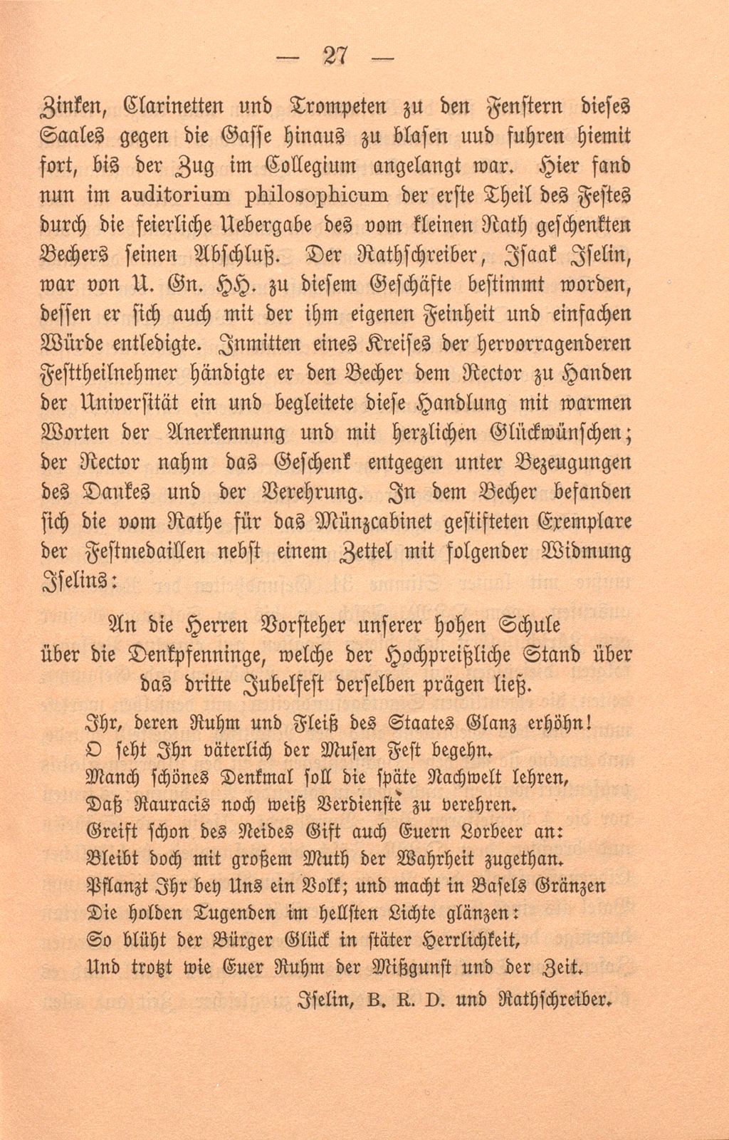 Die dritte Säcularfeier der Universität Basel 1760 – Seite 29