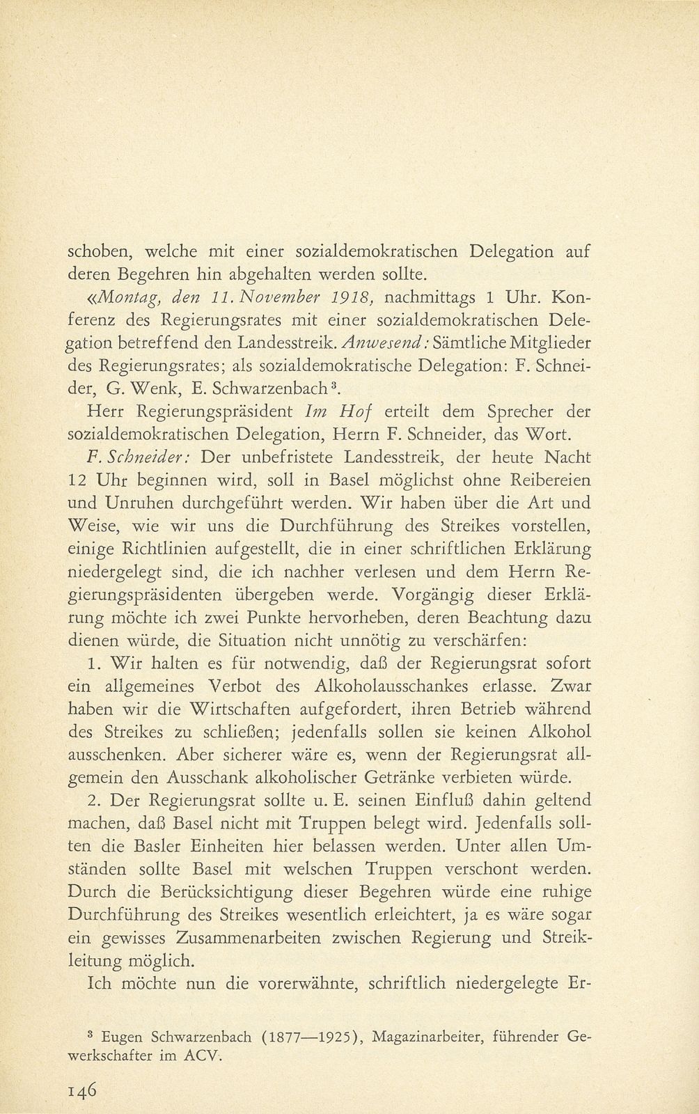 Aus den Protokollen des Basler Regierungsrates zum Landesstreik 1918 – Seite 5