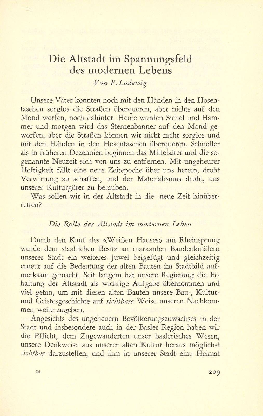 Die Altstadt im Spannungsfeld des modernen Lebens – Seite 1