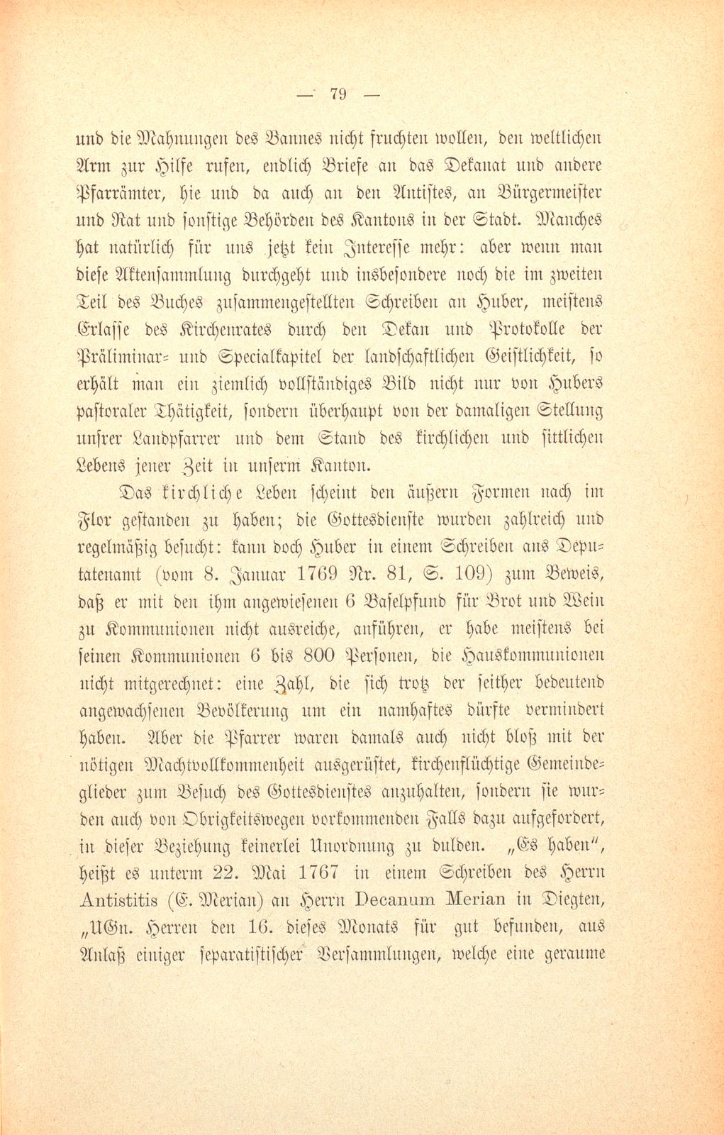 M. Johann Jakob Huber, weil. Pfarrer und Dekan in Sissach und seine Sammlungen zur Geschichte der Stadt und Landschaft Basel – Seite 5