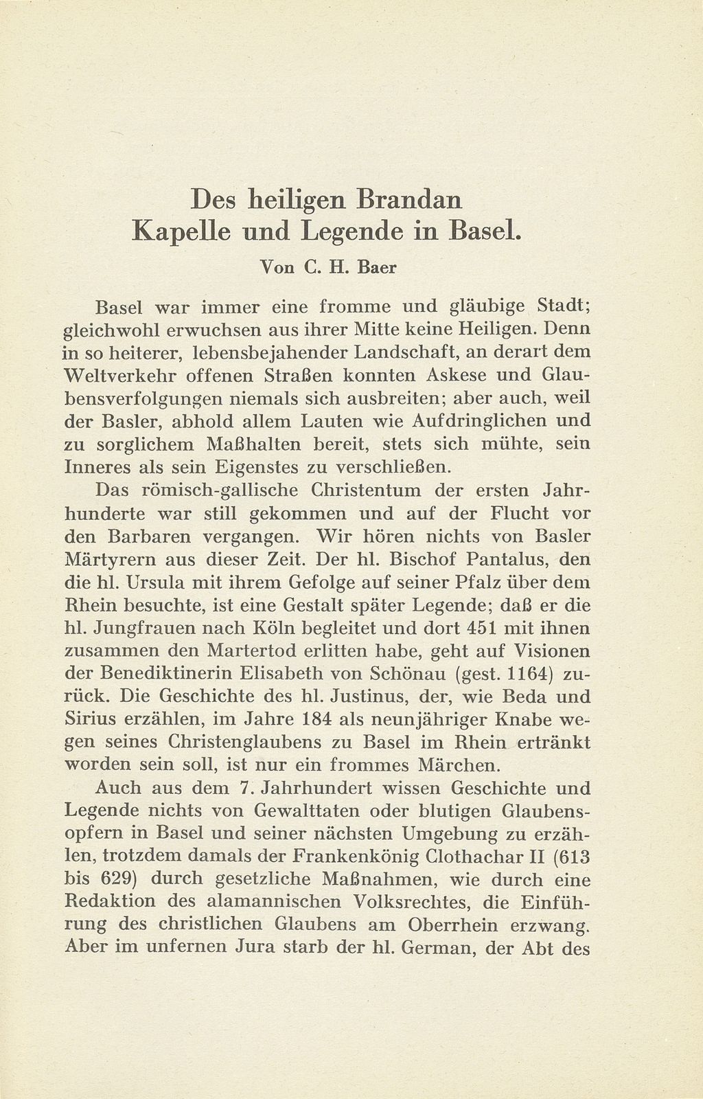 Des heiligen Brandan Kapelle und Legende in Basel – Seite 1