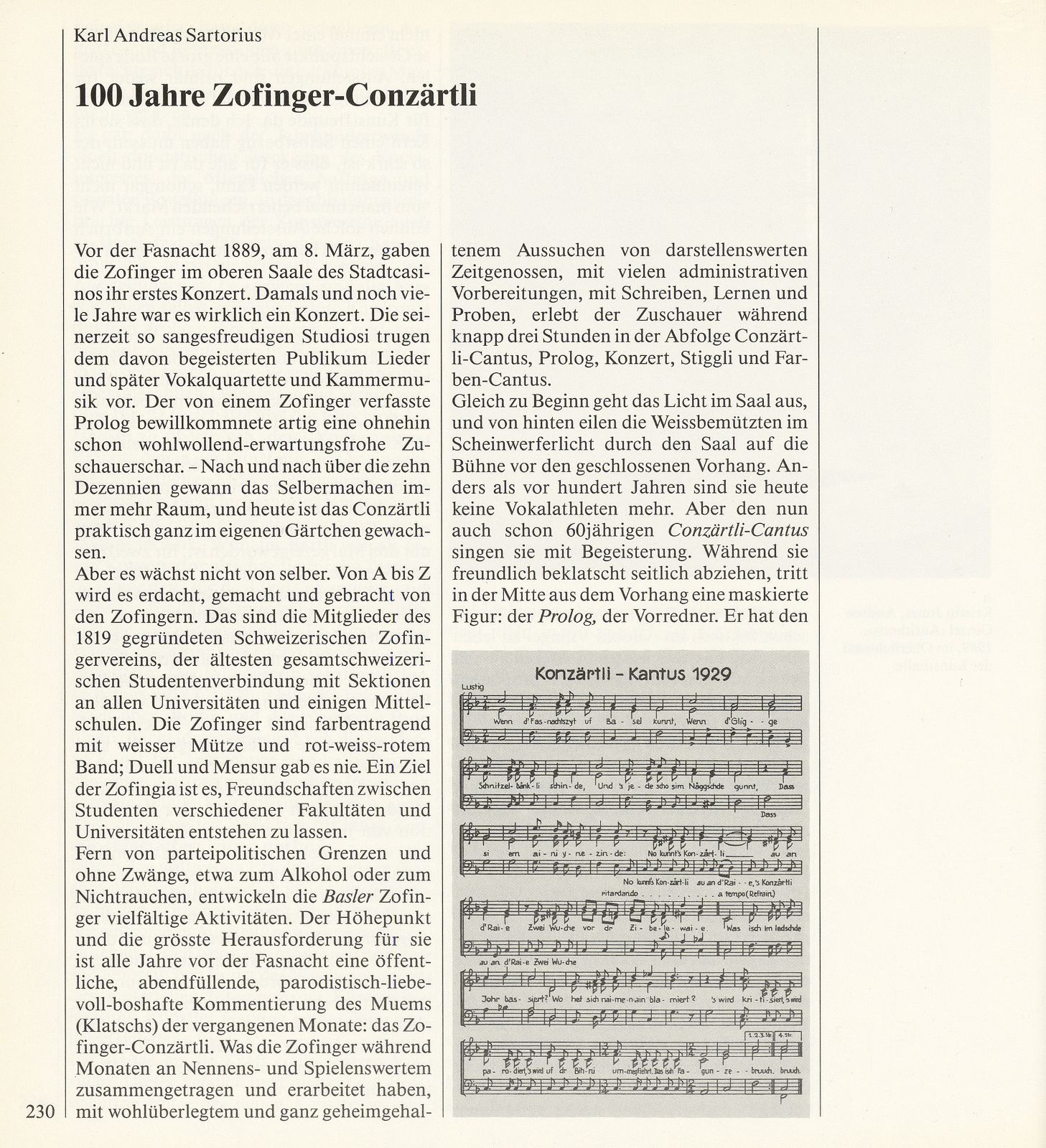 100 Jahre Zofinger-Conzärtli – Seite 1