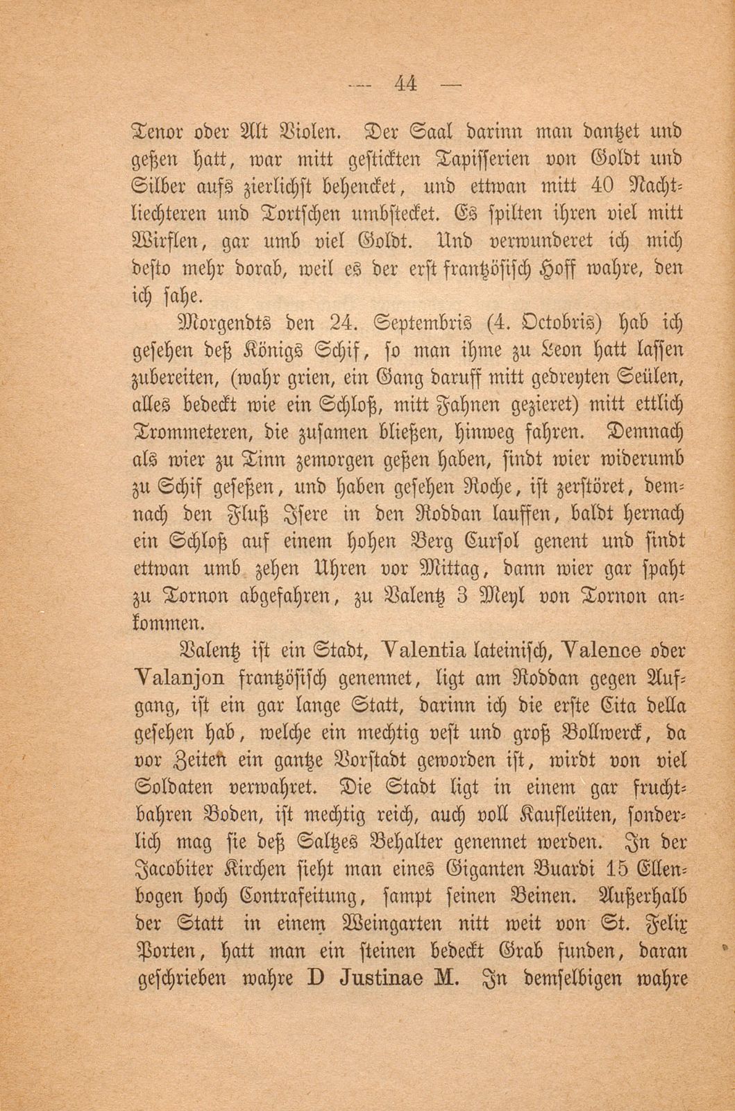 Beschreibung Thomä Platters Reyssen, die er von Basell auss in Franckreich gethan hatt anno 1595 – Seite 32