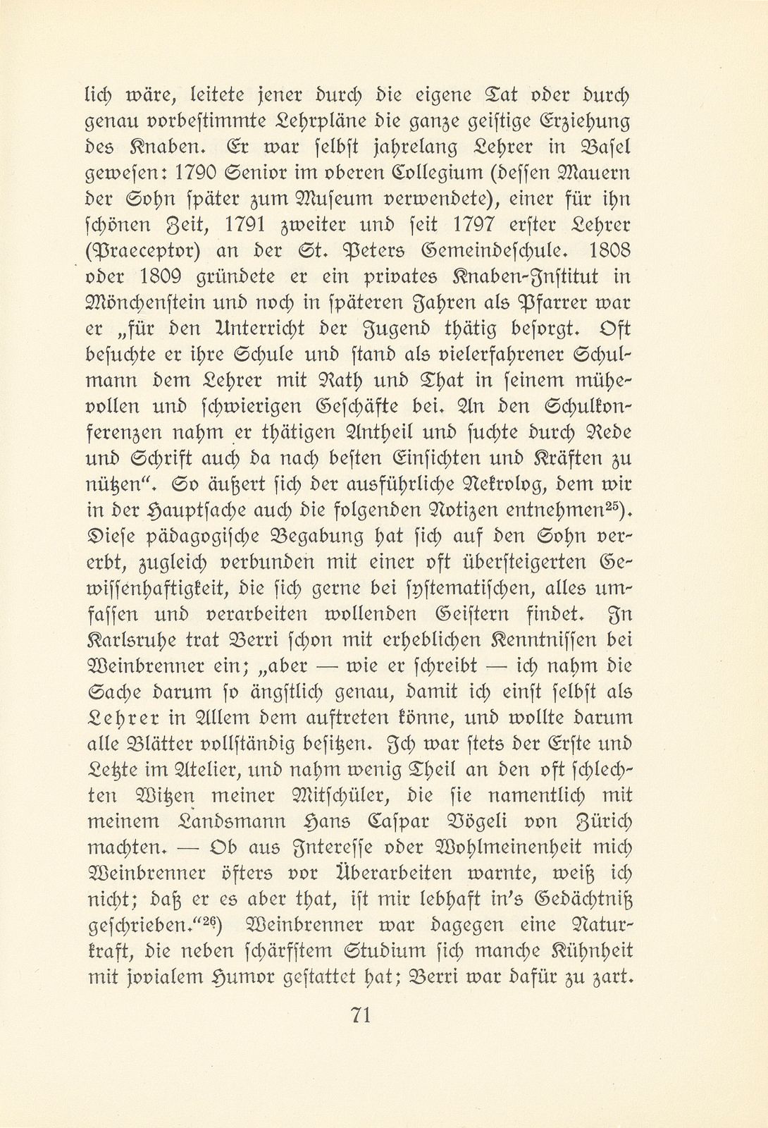 Melchior Berri. (Ein Beitrag zur Kultur des Spätklassizismus in Basel.) – Seite 13