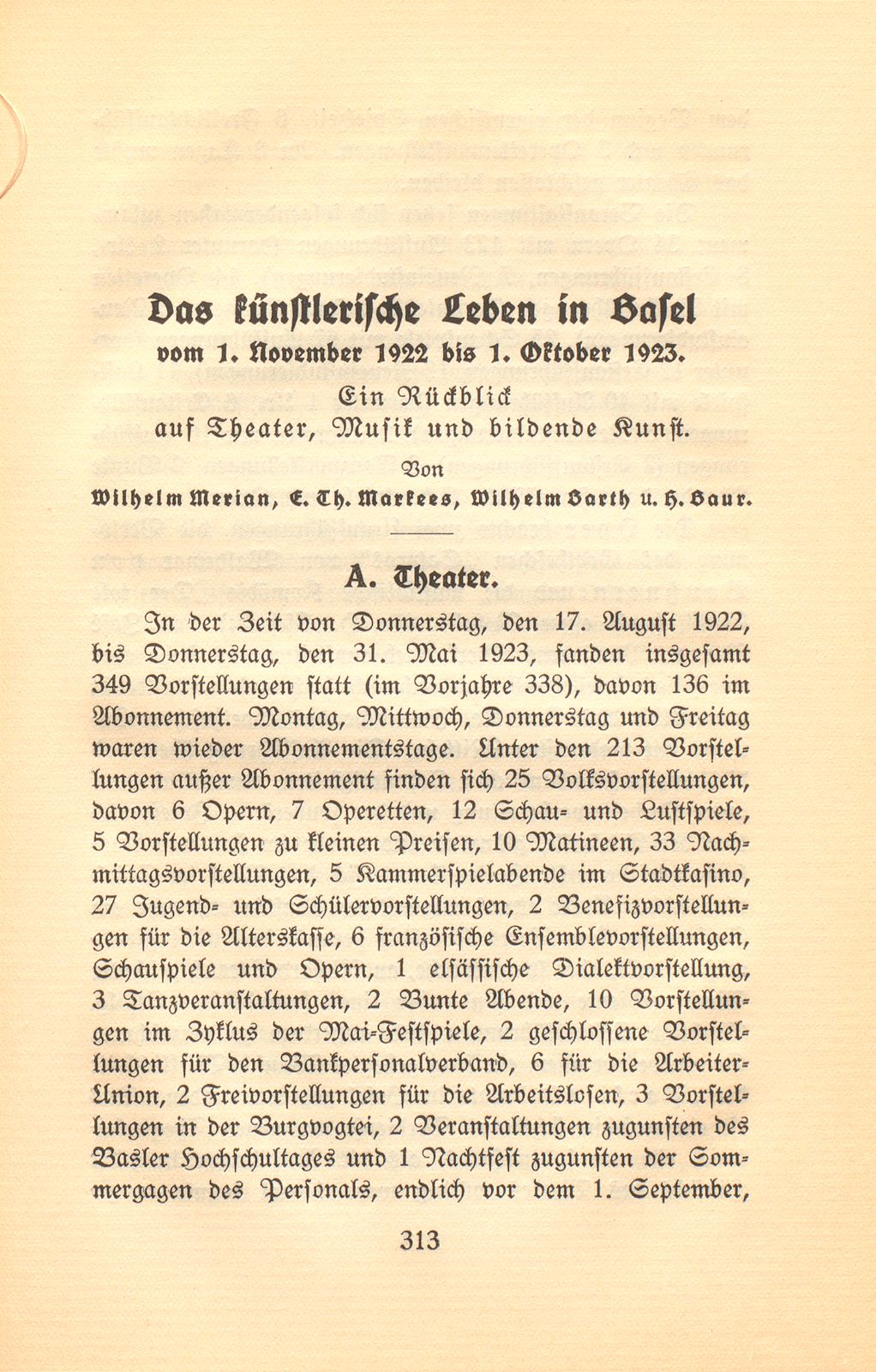 Das künstlerische Leben in Basel vom 1. November 1922 bis 1. Oktober 1923 – Seite 1