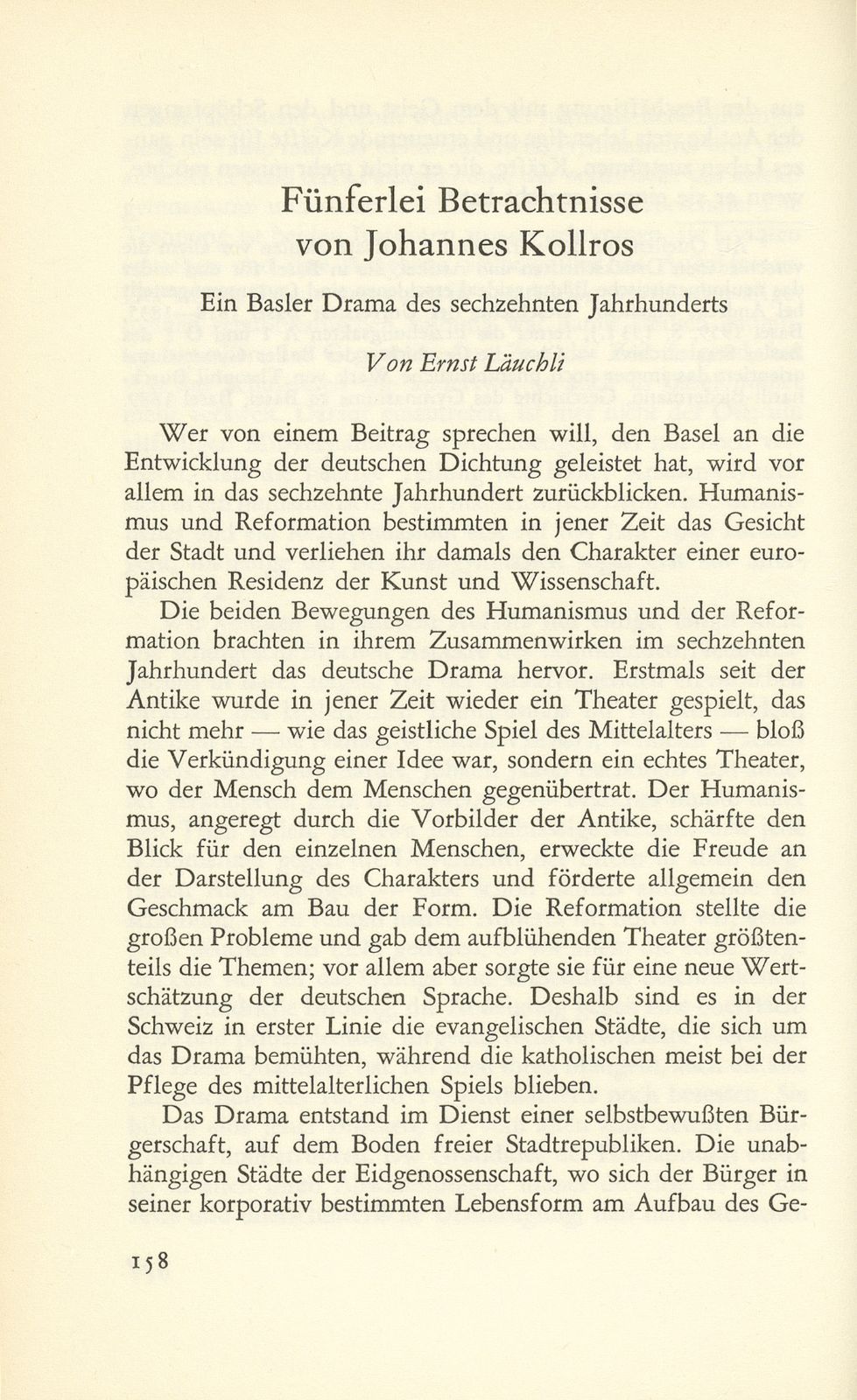 Fünferlei Betrachtungen des Johannes Kollros – Seite 1