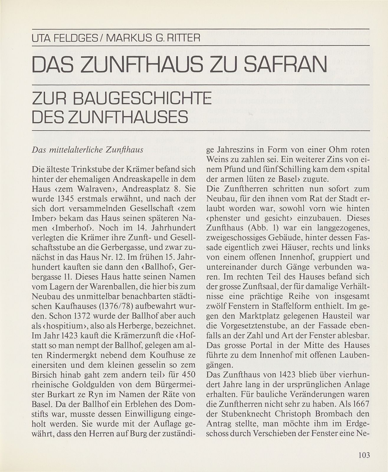 Das Zunfthaus zu Safran – Seite 1