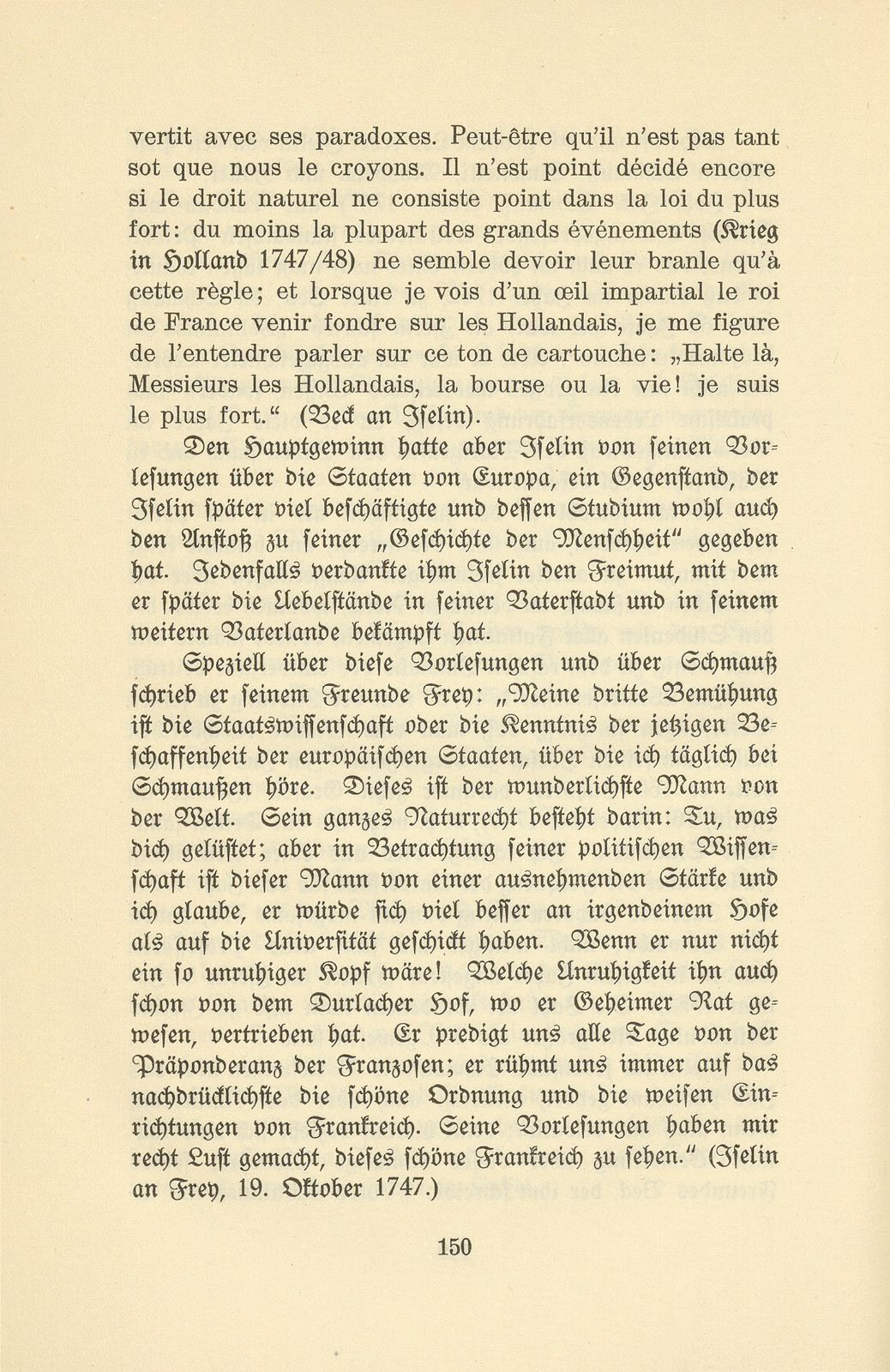 Isaak Iselin als Student in Göttingen (1747/48) – Seite 50