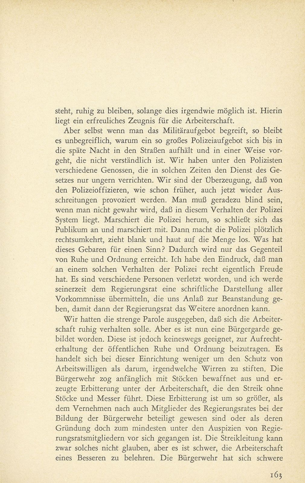 Aus den Protokollen des Basler Regierungsrates zum Landesstreik 1918 – Seite 22