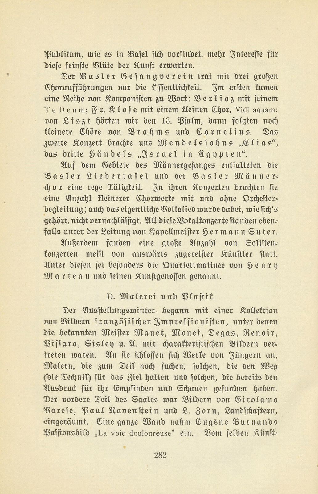 Das künstlerische Leben in Basel vom 1. November 1908 bis 31. Oktober 1909 – Seite 1