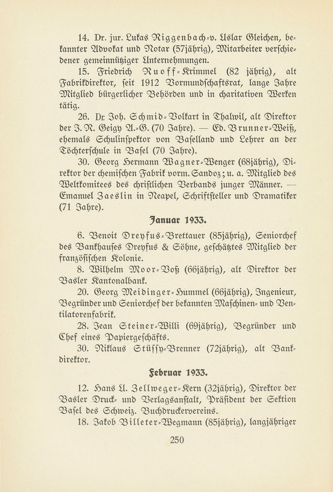 Basler Totentafel vom 1. Oktober 1932 bis 31. September 1933 – Seite 2