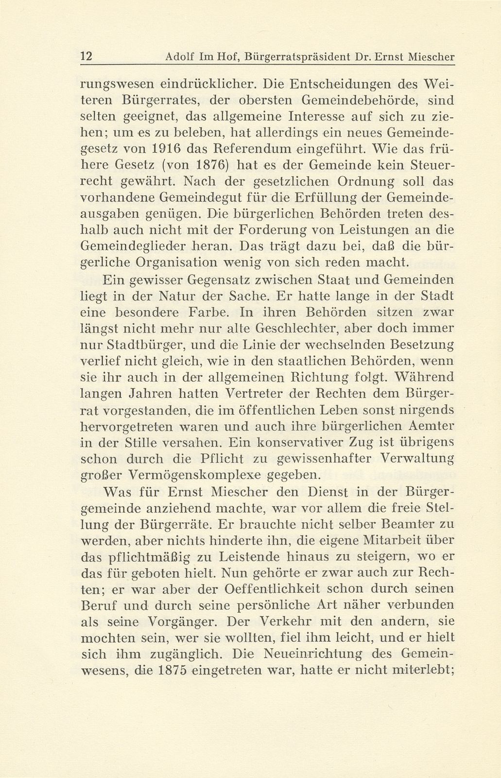 Bürgerratspräsident Dr. Ernst Miescher. 25. November 1872 bis 16. Februar 1945 – Seite 6