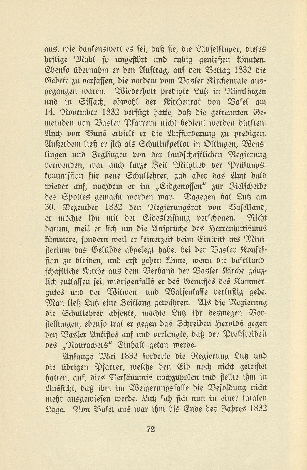 Die Pfarrer im Baselbiet in der Zeit der Trennung von Basel-Stadt – Seite 16