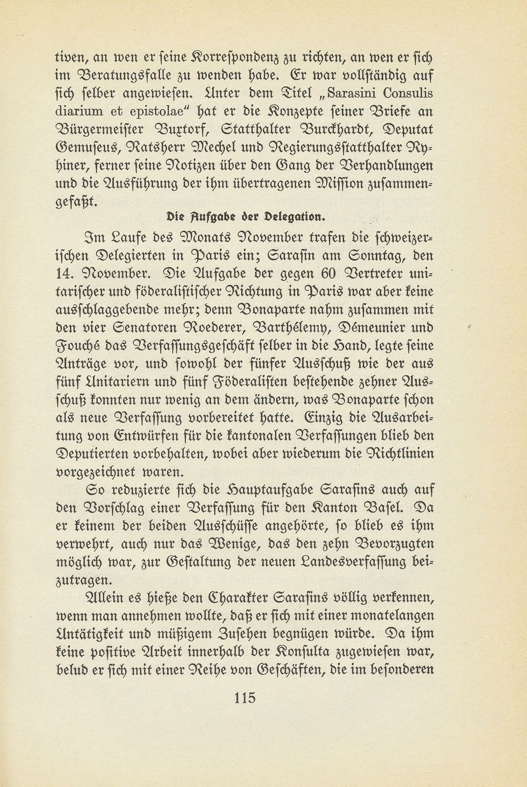 Hans Bernhard Sarasin als Gesandter Basels an der Konsulta in Paris – Seite 9