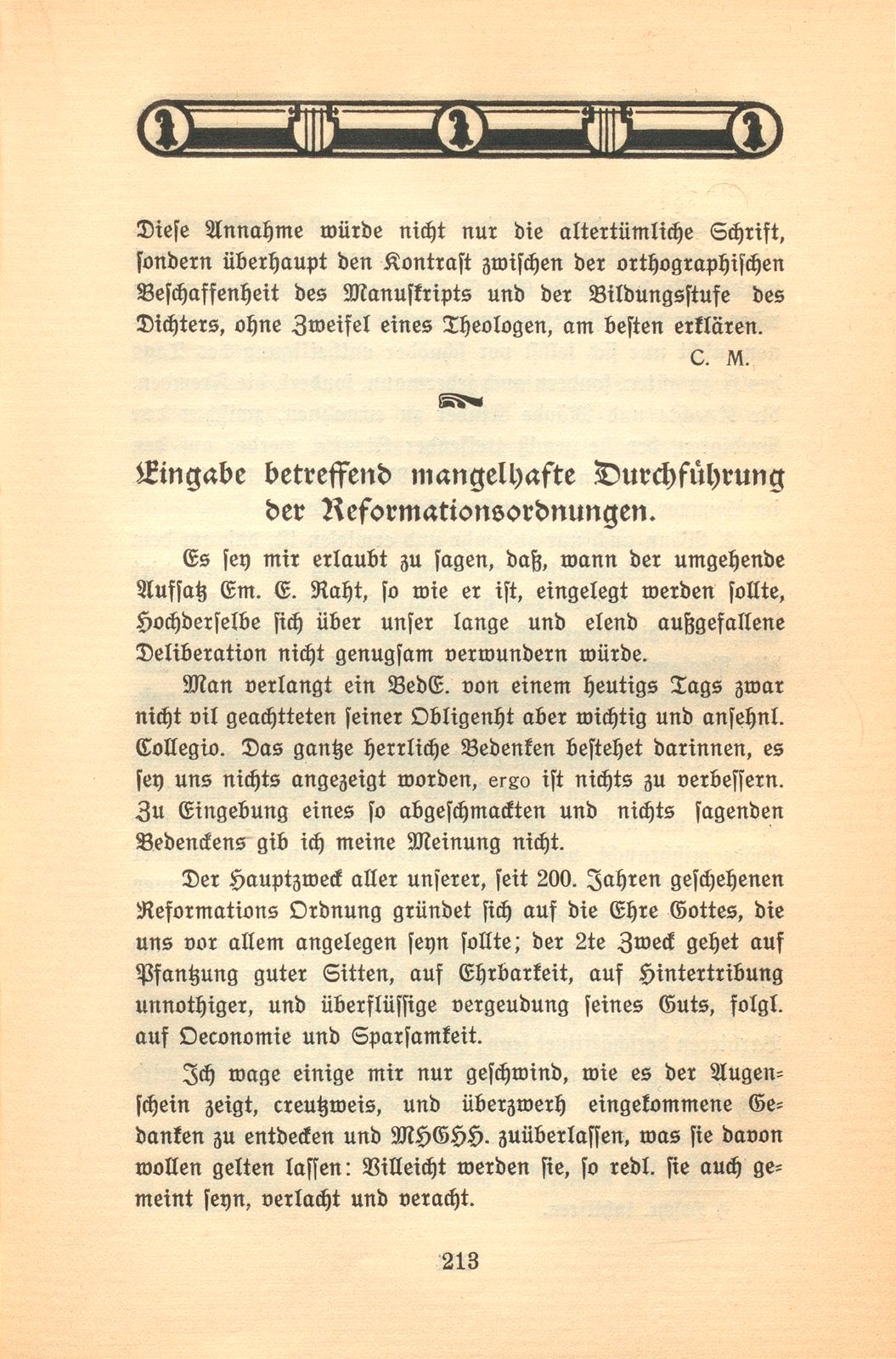 Miscellen: Eingabe betreffend mangelhafte Durchführung der Reformationsordnungen – Seite 1