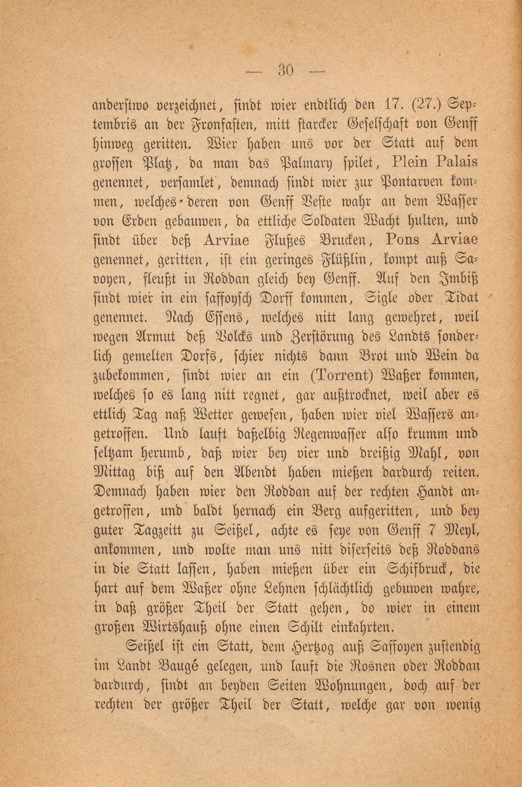 Beschreibung Thomä Platters Reyssen, die er von Basell auss in Franckreich gethan hatt anno 1595 – Seite 18