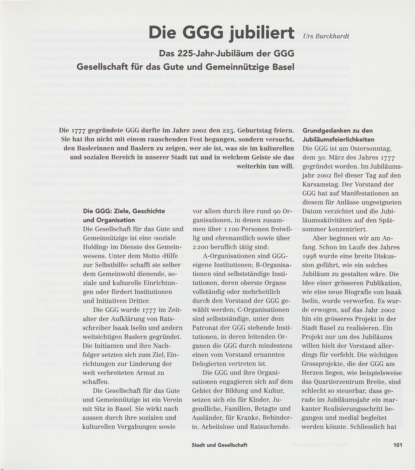 Die GGG jubiliert – Seite 1