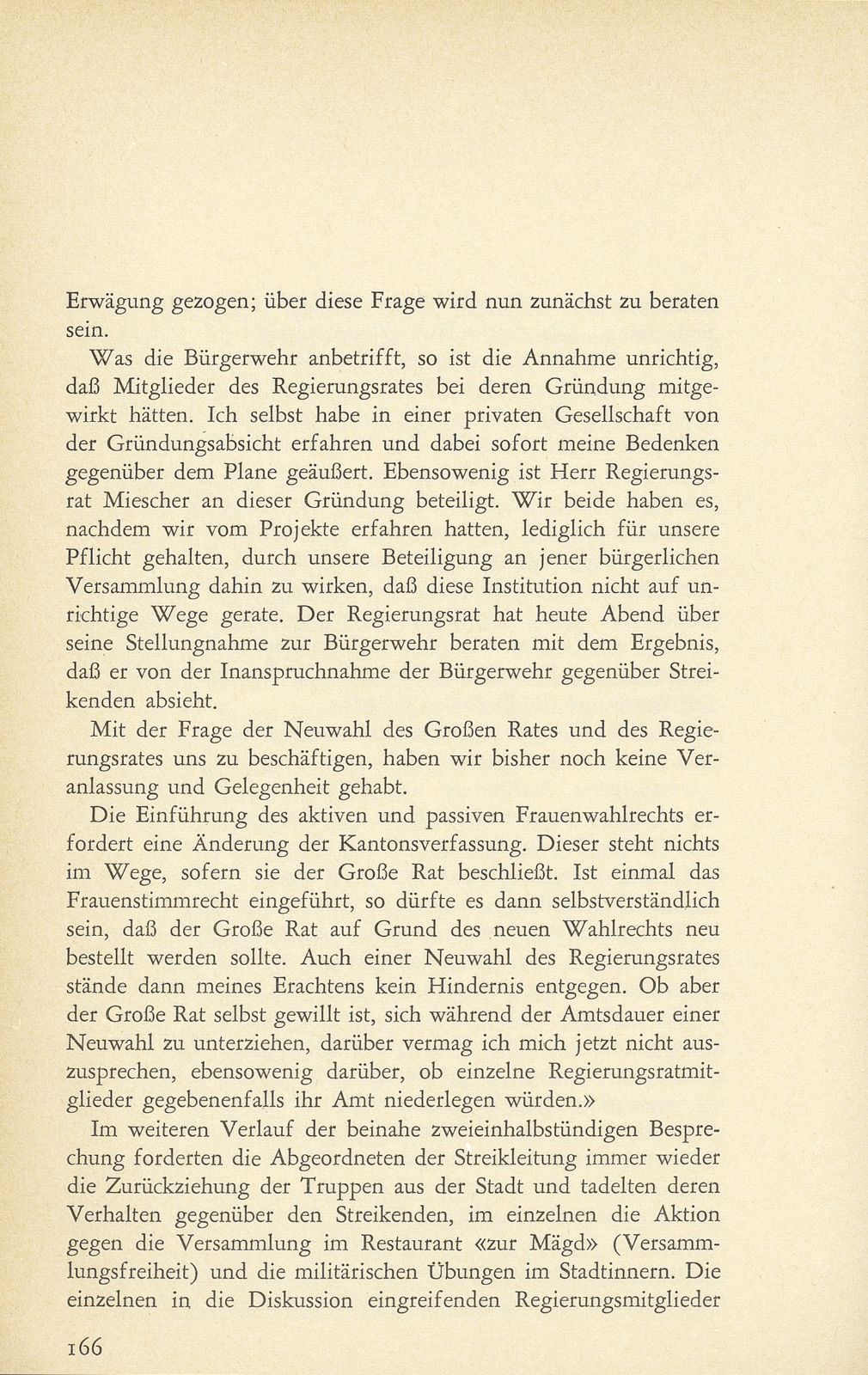 Aus den Protokollen des Basler Regierungsrates zum Landesstreik 1918 – Seite 25