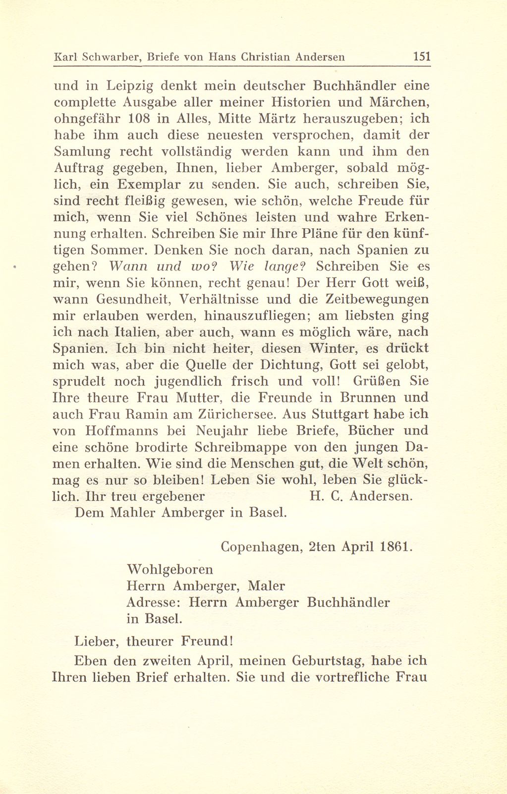 Briefe des Märchendichters Hans Christian Andersen an den Basler Kunstmaler Gustav Adolf Amberger – Seite 12