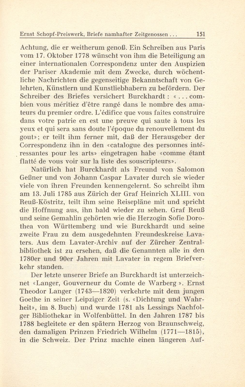 Briefe namhafter Zeitgenossen an Johann Rudolf Burckhardt im Kirschgarten – Seite 10