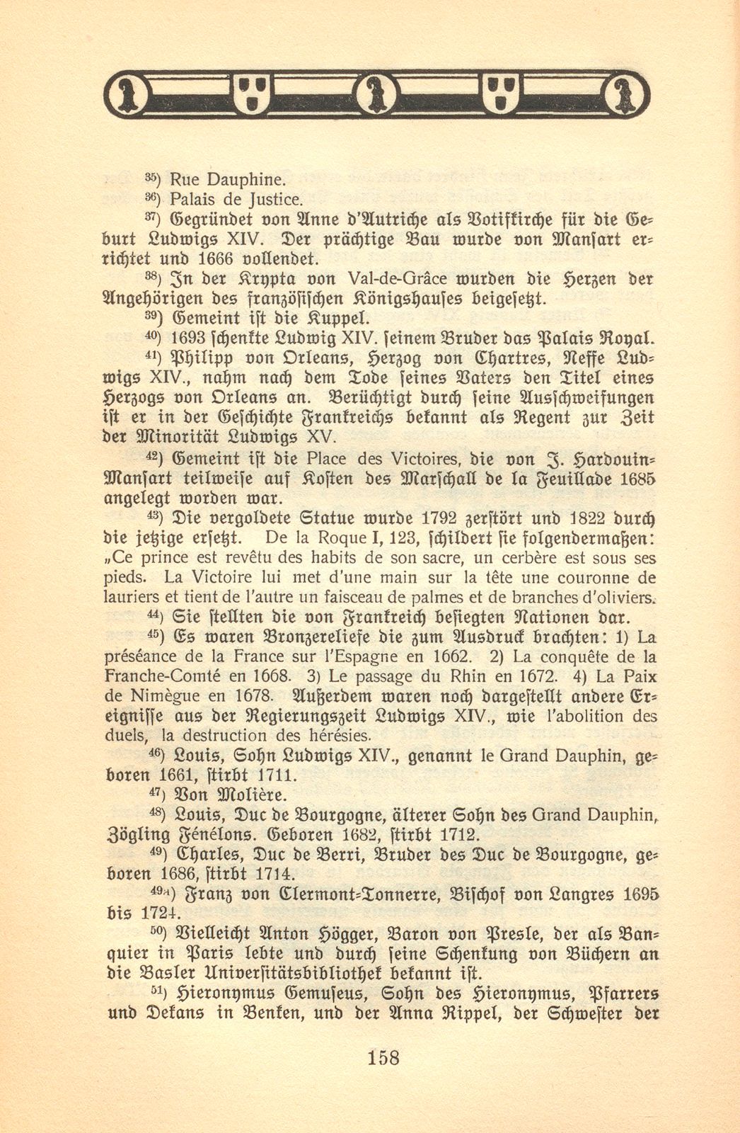 Der Aufenthalt eines Basler Kaufmanns in Paris im Jahre 1701 [Hans Burkhard Respinger] – Seite 40