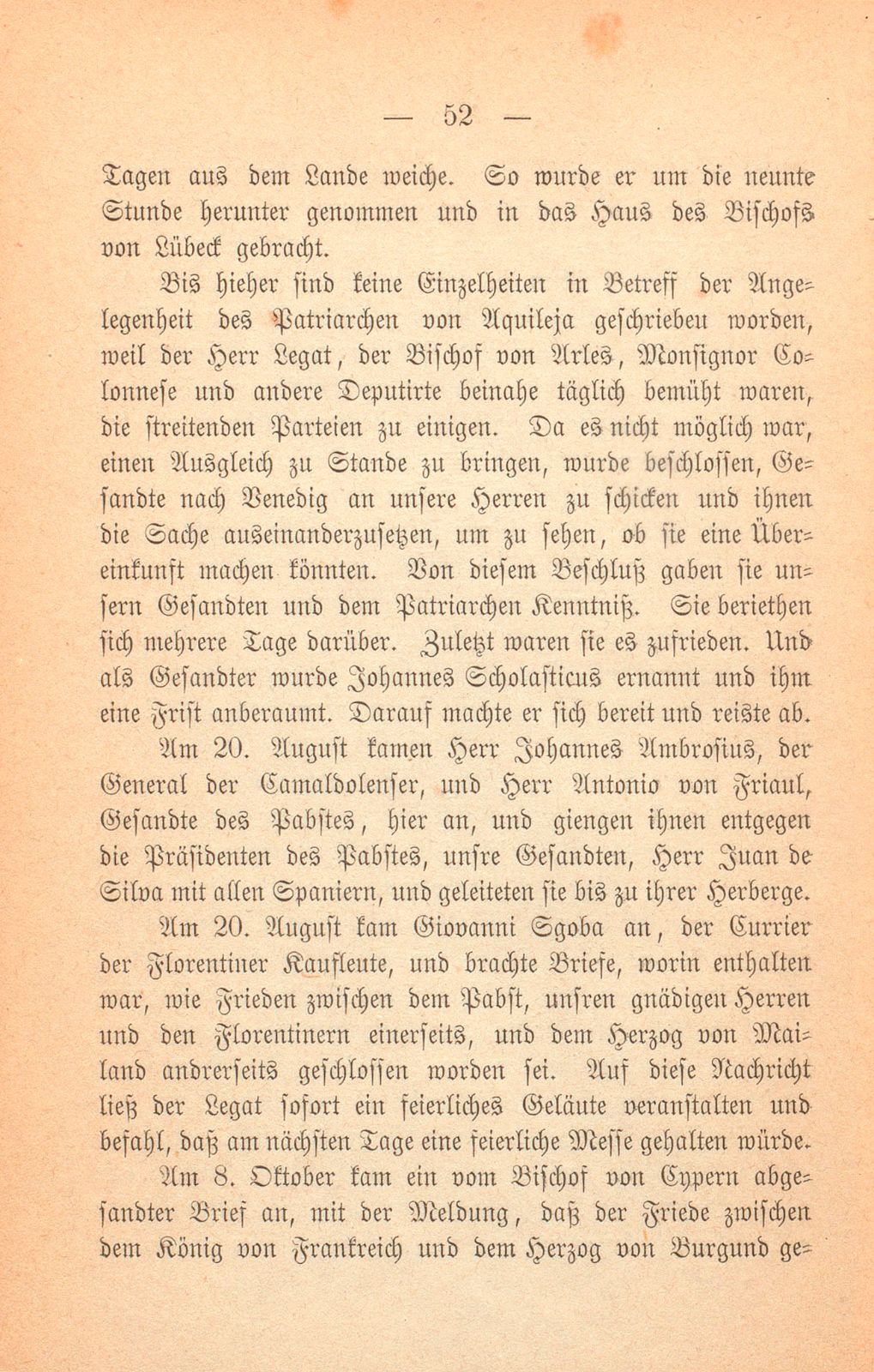 Andrea Gattaro von Padua, Tagebuch der Venetianischen Gesandten beim Concil zu Basel. (1433-1435.) – Seite 52