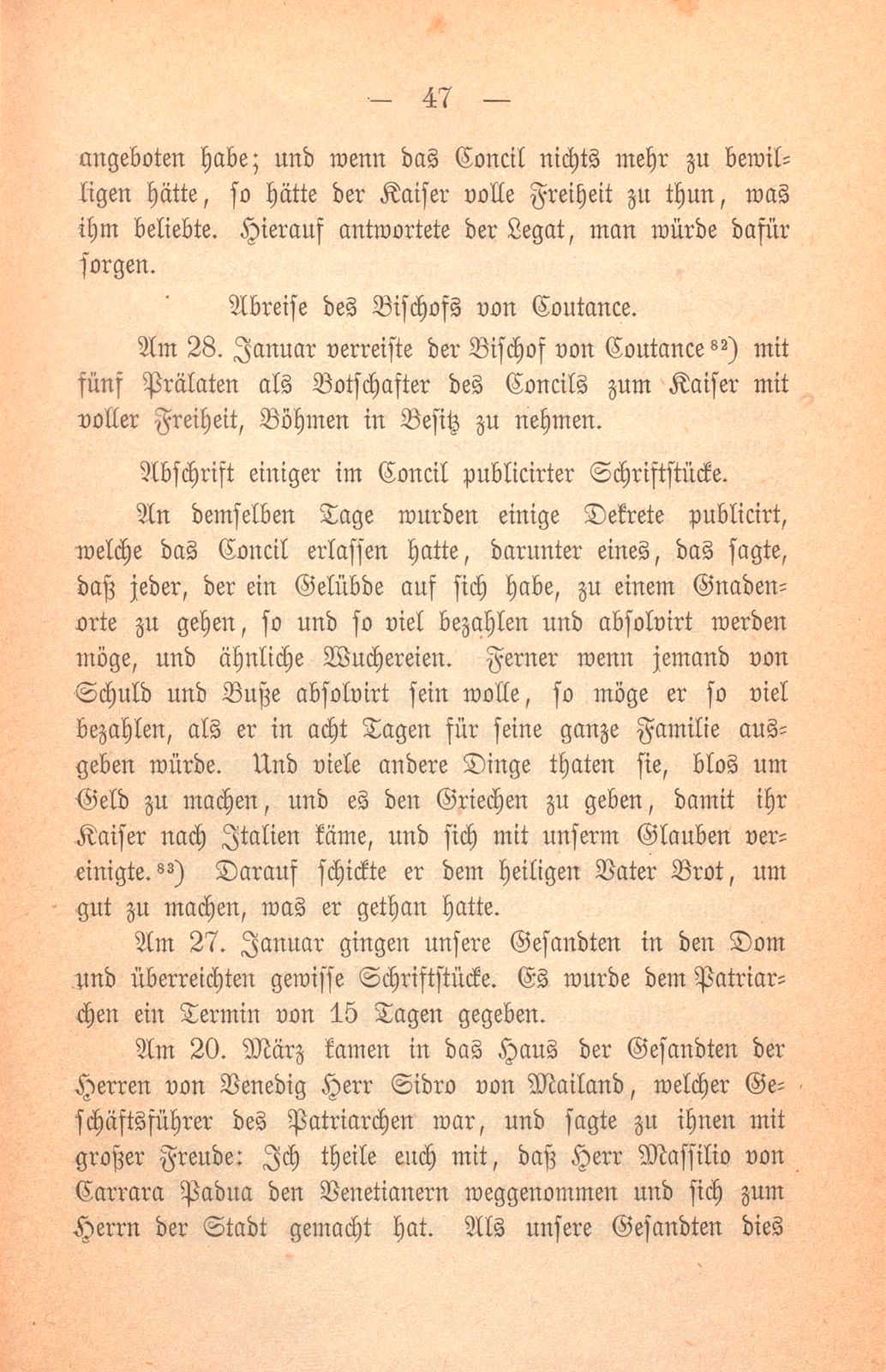 Andrea Gattaro von Padua, Tagebuch der Venetianischen Gesandten beim Concil zu Basel. (1433-1435.) – Seite 47