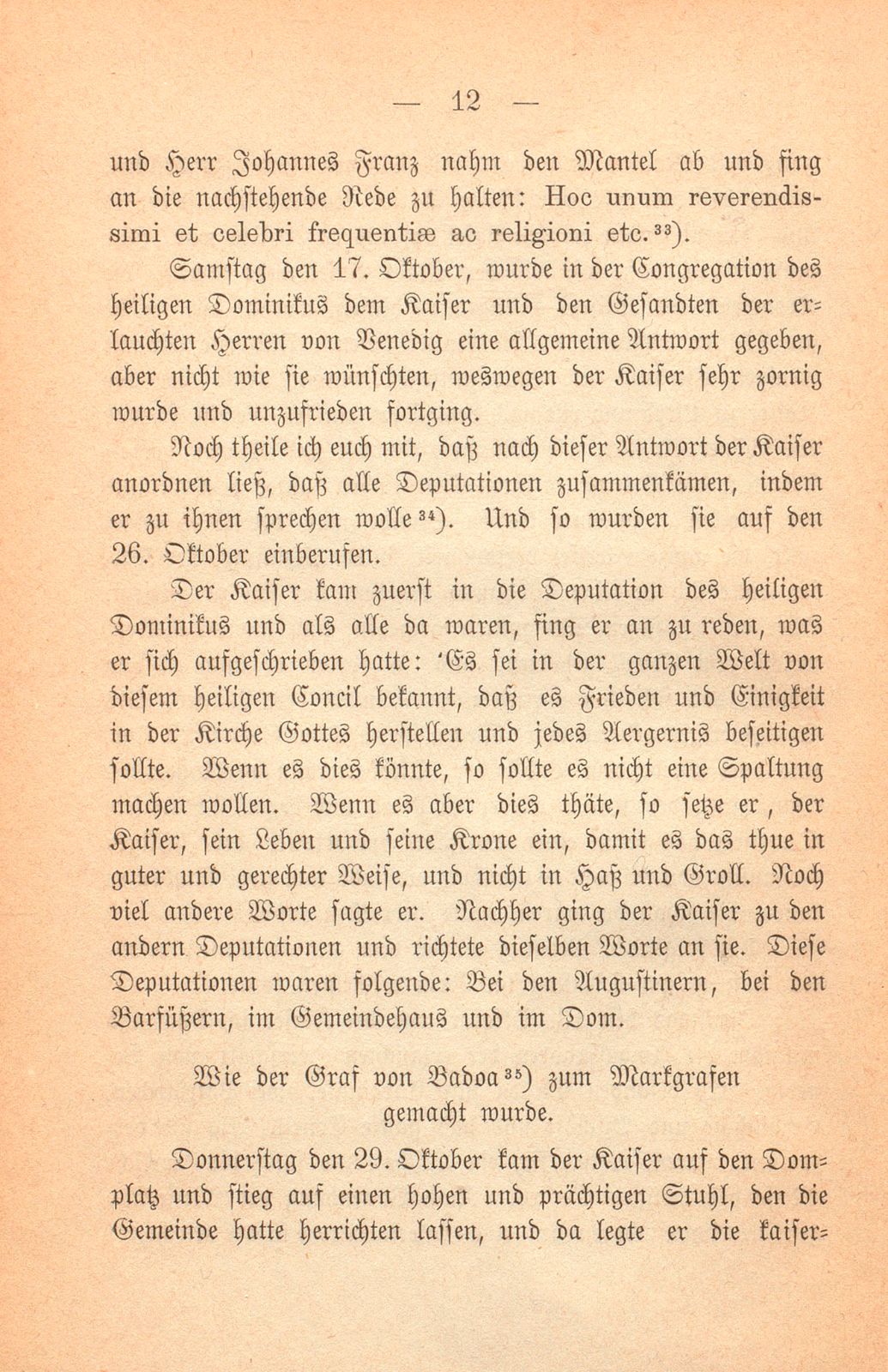 Andrea Gattaro von Padua, Tagebuch der Venetianischen Gesandten beim Concil zu Basel. (1433-1435.) – Seite 12