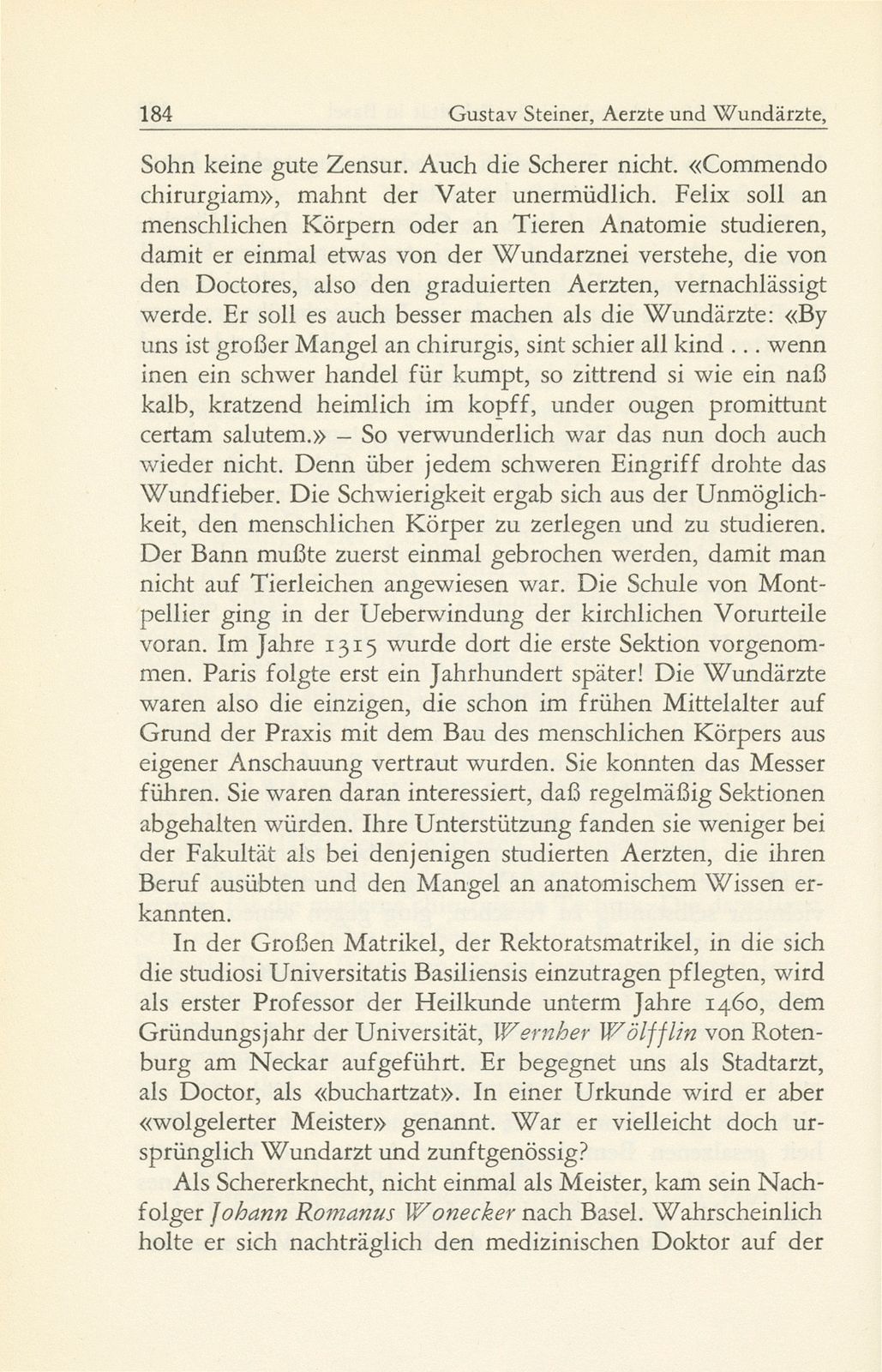 Ärzte und Wundärzte, Chirurgenzunft und medizinische Fakultät in Basel – Seite 6