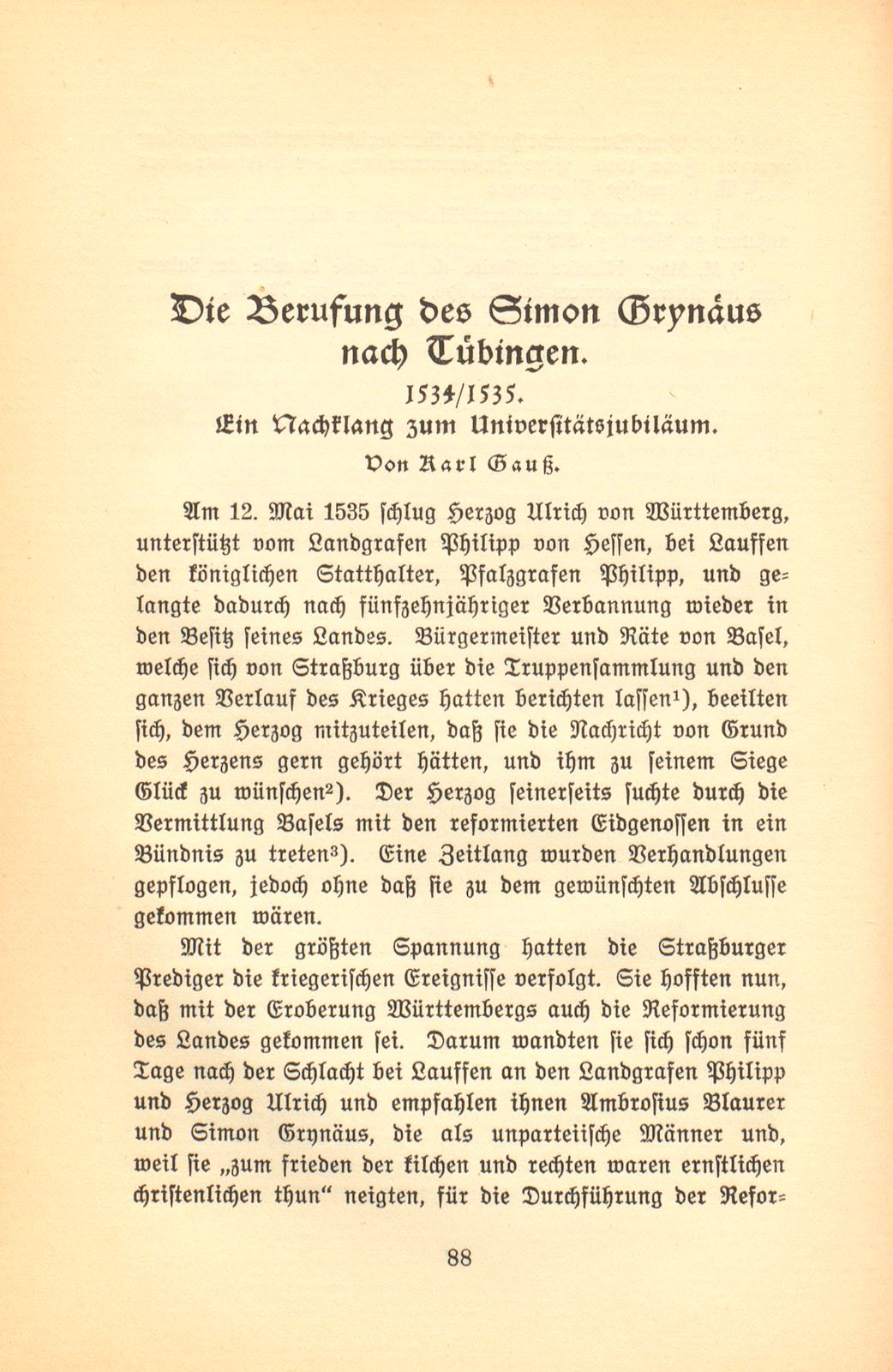 Die Berufung des Simon Grynäus nach Tübingen. 1534/1535 – Seite 1