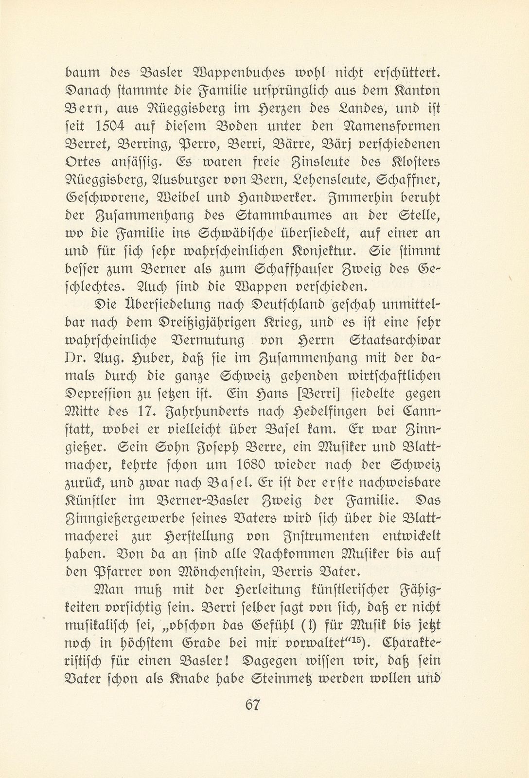 Melchior Berri. (Ein Beitrag zur Kultur des Spätklassizismus in Basel.) – Seite 9