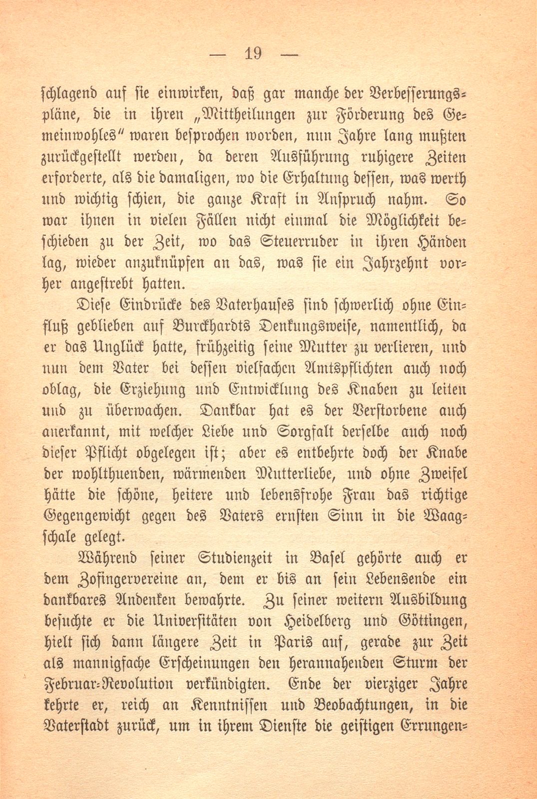 Erinnerungen an Carl Felix Burckhardt und Gottlieb Bischoff, Bürgermeister und Staatsschreiber zu Basel – Seite 19