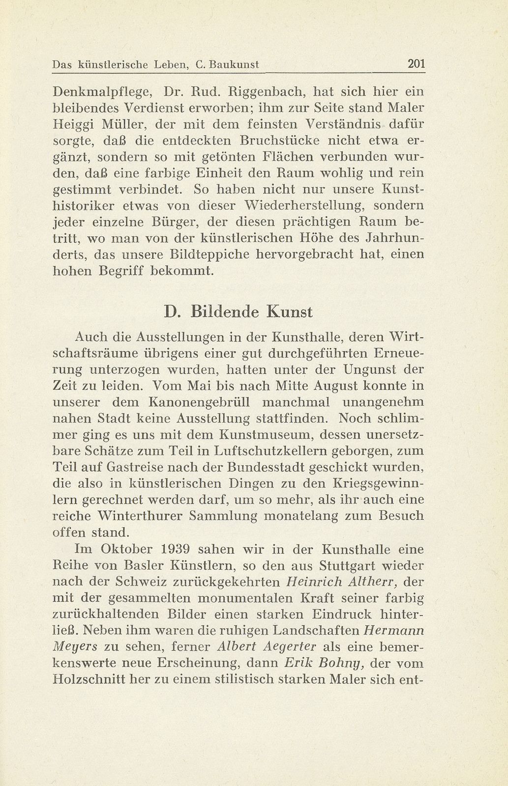 Das künstlerische Leben in Basel vom 1. Oktober 1939 bis 30. September 1940 – Seite 1