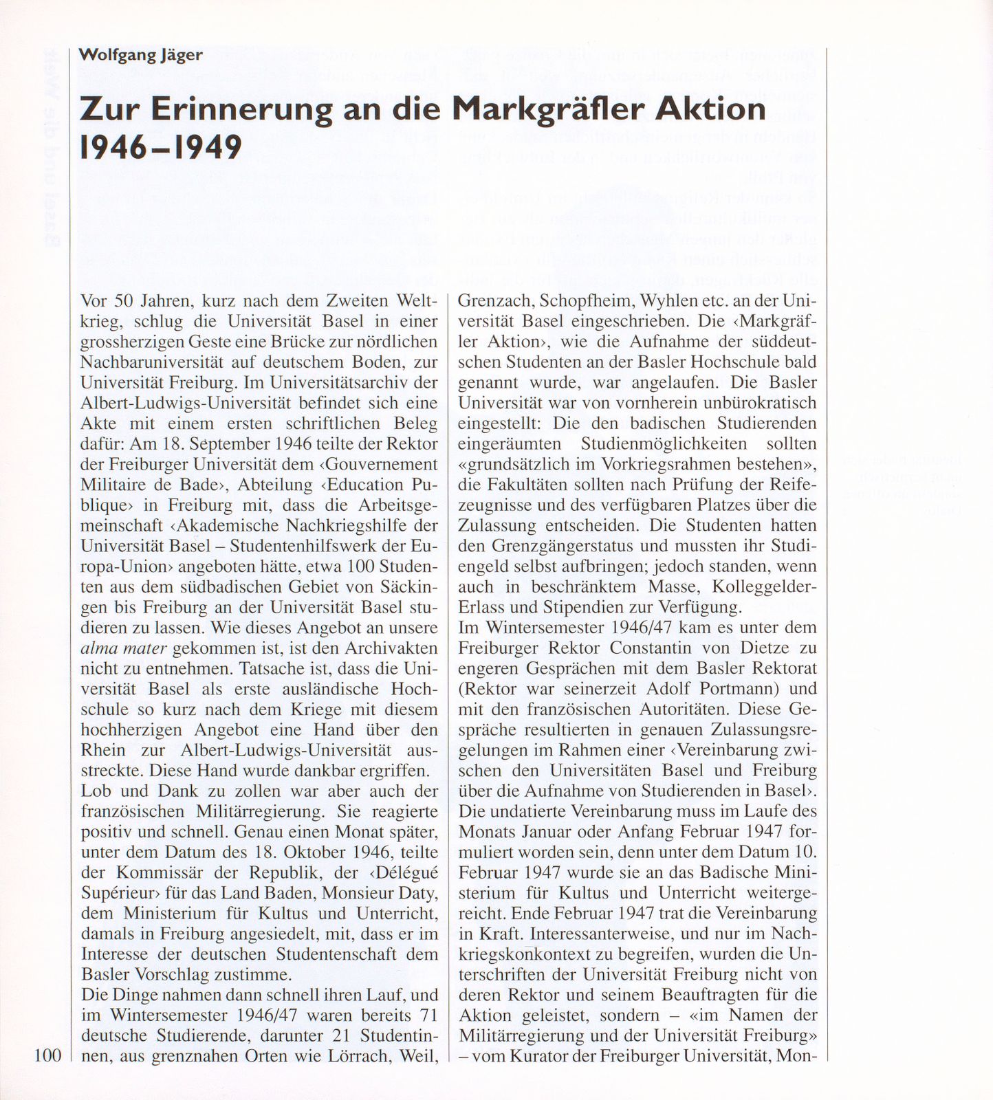 Zur Erinnerung an die Markgräfler Aktion 1946-1949 – Seite 1