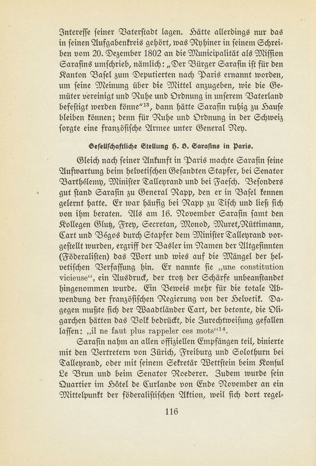 Hans Bernhard Sarasin als Gesandter Basels an der Konsulta in Paris – Seite 10