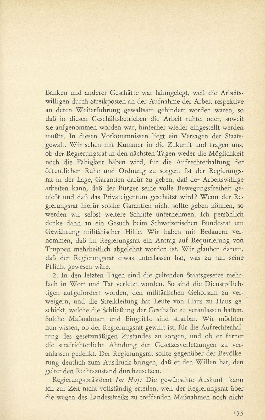 Aus den Protokollen des Basler Regierungsrates zum Landesstreik 1918 – Seite 12